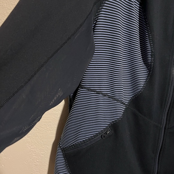 Zella Dark & Light Blue Full Zip Mesh Back Active Top Plus Size 3X Thumb Holes - Picture 6 of 9